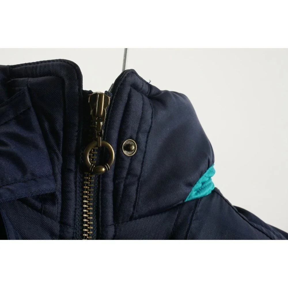 Vintage Descente Women's Size 14 Blue Belted Lined Insulated Zip Snap Ski Jacket